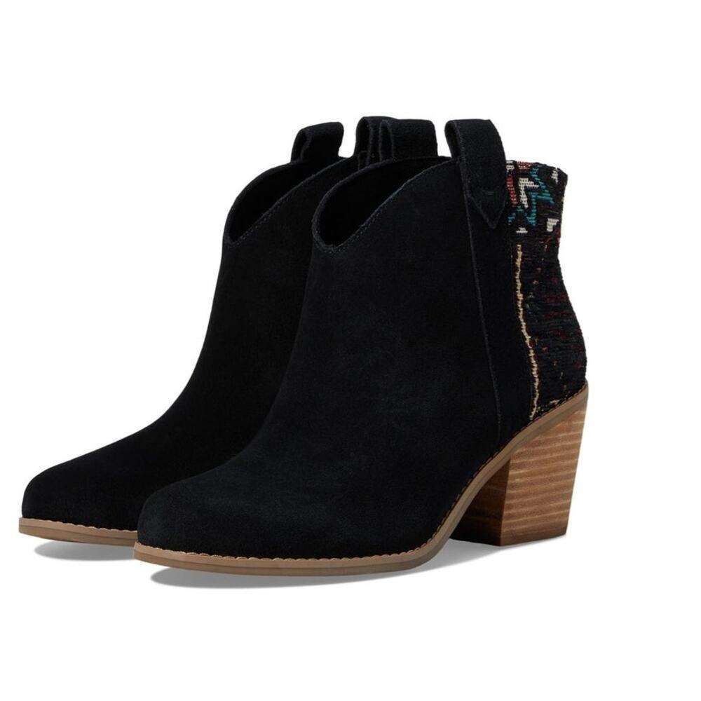 New TOMS Constance black western aztec cowgirl booties 8.5